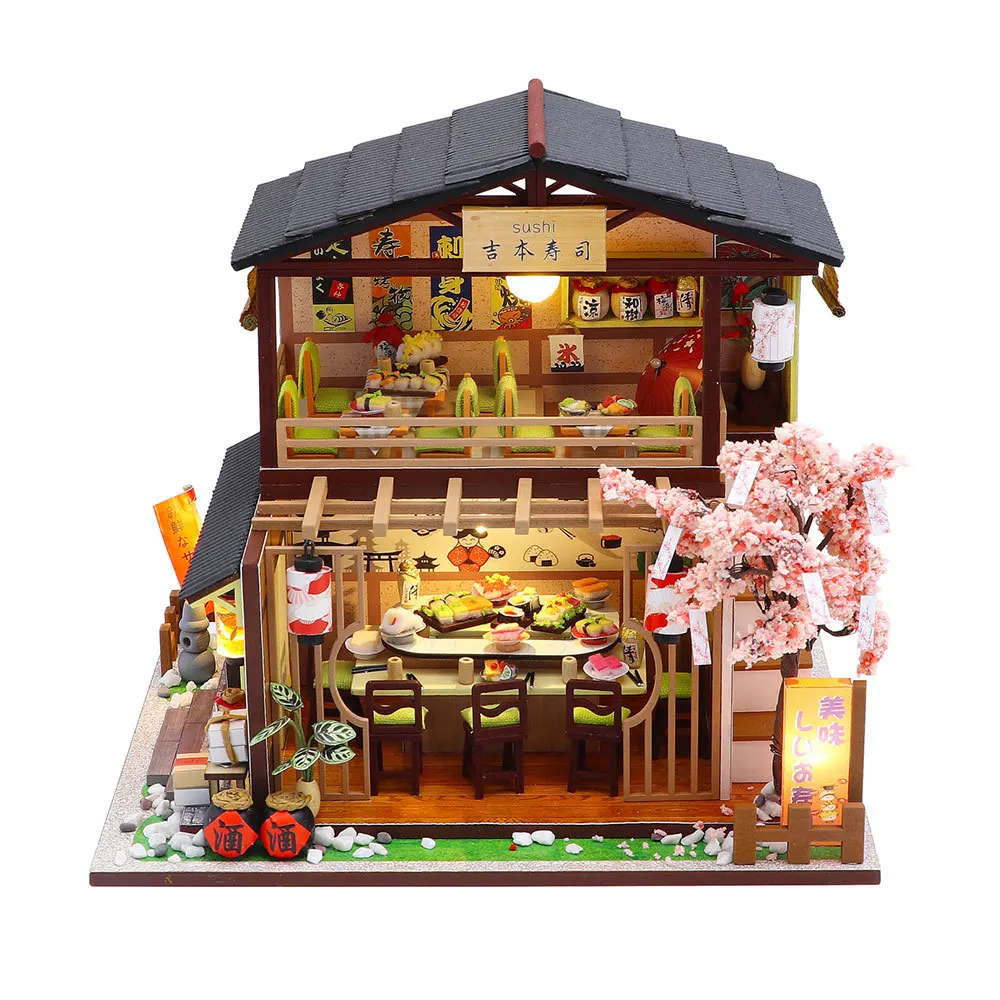

DIY Miniature Wooden Building Book: Kibamoto Sushi Restaurant Architecture, Hand-Assembled DIY Toy