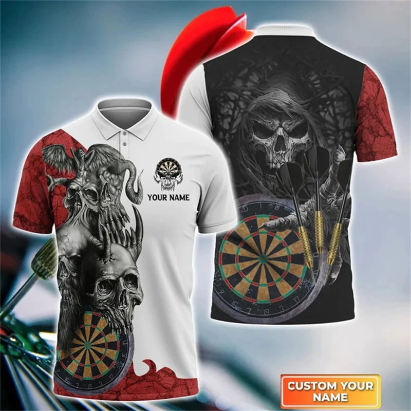 Men's Polo Shirt Personalized Name Dart Printed Top Summer Polo Shirt Unisex Short Sleeve Shirts Support Club Logo Customization