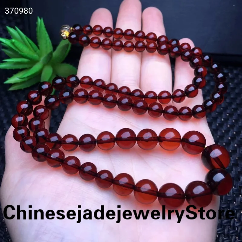 

Genuine Natural Blood Red Amber Beads Necklace 6-10.8mm Round Beads Red Amber Necklace Gemstone Woman Healing Stone AAAAAA