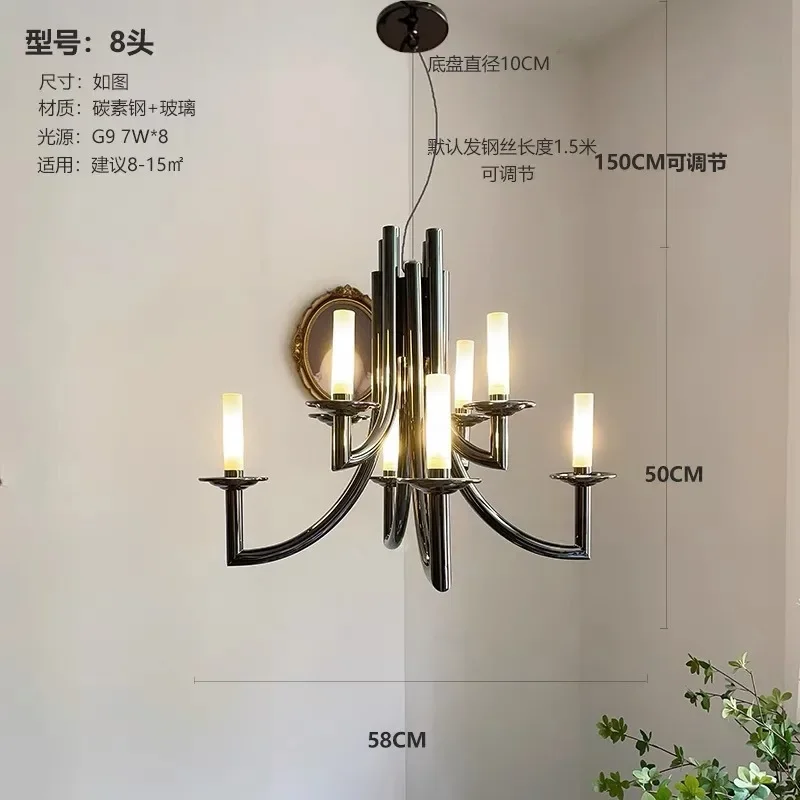 GHJUYIOL Light French black atmospheric Italian minimalist antique style designer villa model room restaurant pendant light