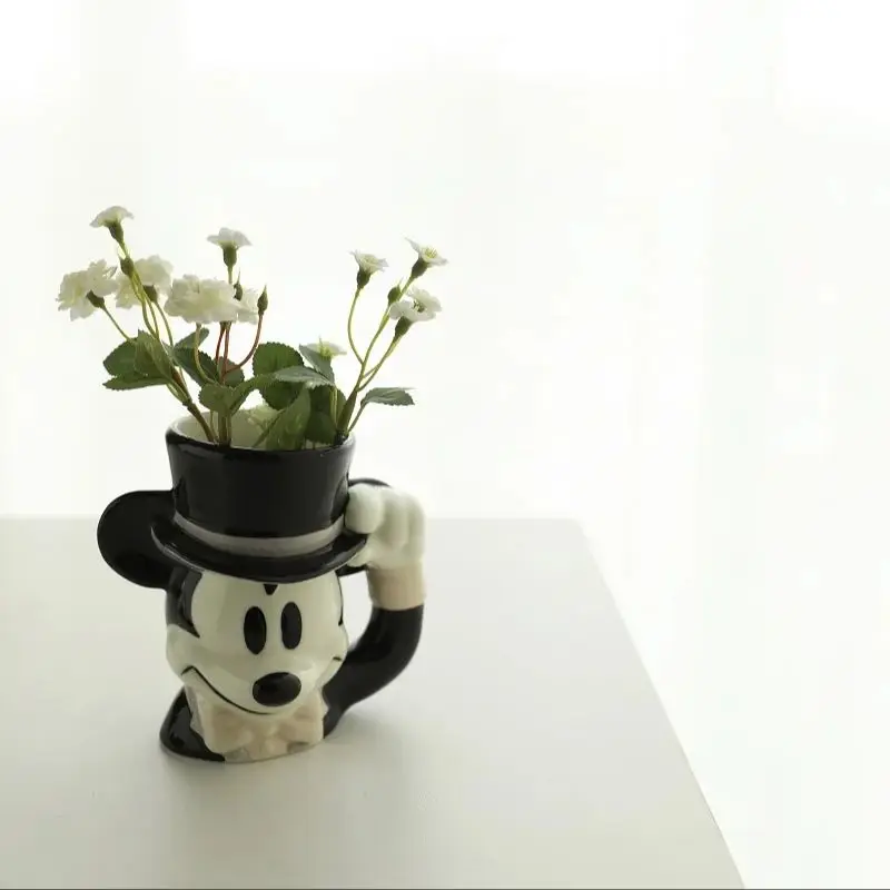 Disney Mickey Mouse Mug Cartoon Kawaii Ceramic Cup Mickey Vase Statue Desktop Ornaments Kids Adult Breadfast Coffee Milk Mug