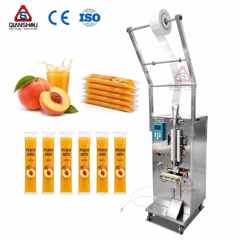 Automatic Small Liquid Milk & Juice Pouch Packaging Machine For Water & Food Labeling Function For Paper Plastic Bag Sachets