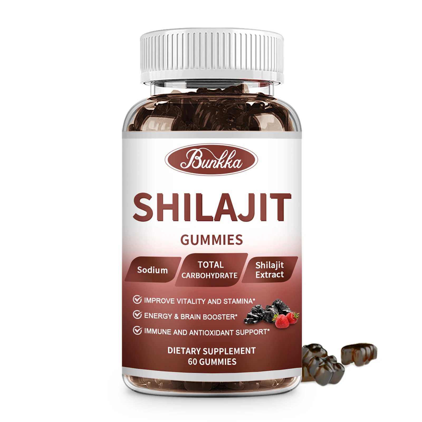 BUNKKA Shilajit Gummies Shilajit Resin Himalayan Original Pure Extract 800mg High in Minerals and Fulvic Muscle Energy Level