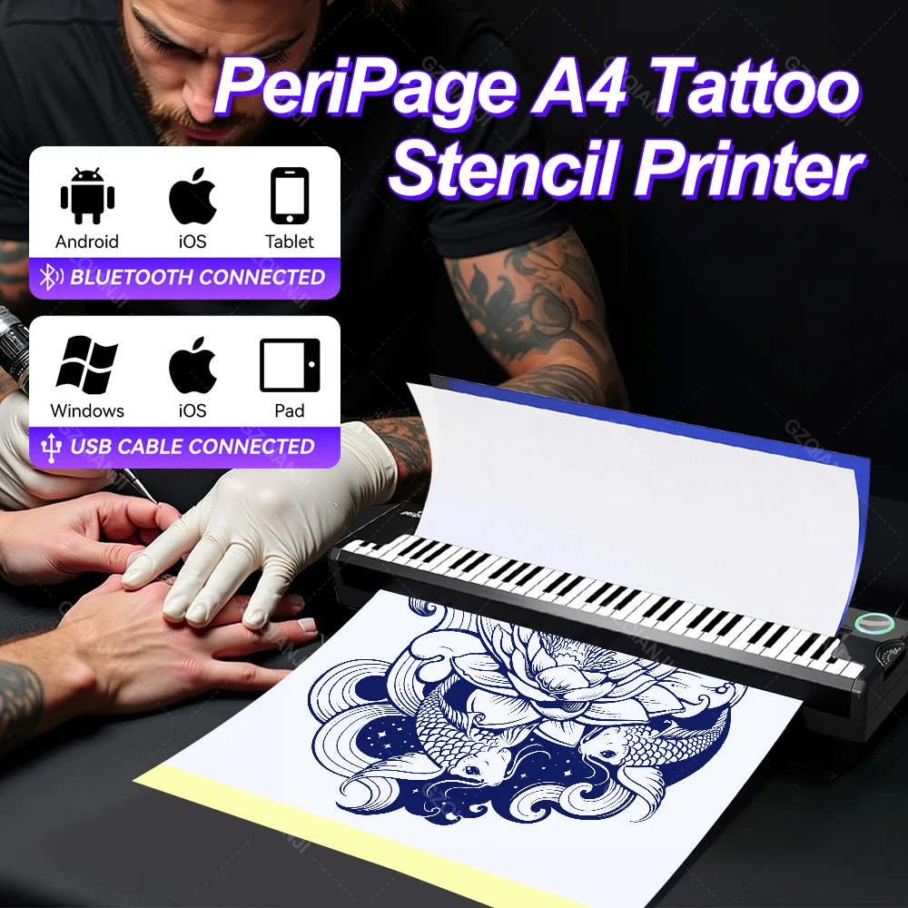 

PeriPage P90 Pino Wireless Tattoo Stencil Printer Portable Thermal Transfer Machine for Beginner Tattooists Compatible Phone PC