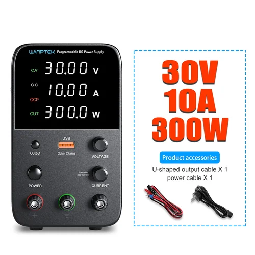 Imagen 2 del producto Fuente de alimentación CC de laboratorio WANPTEK 30V 10A 60V 5A fuente de alimentación de banco regulador de voltaje ajustable para carga de batería