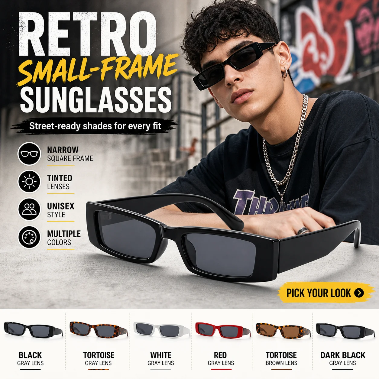 Fashion Sunglasses Retro Womens Sunglasses Uv400 Shades  Square Frame Sunglasses For Stage Performance Street
