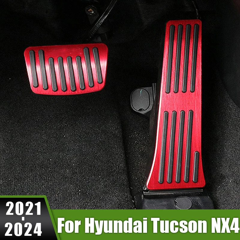 

For Hyundai Tucson NX4 2021 2022 2023 2024 Car Footrest Accelerator Fuel Brake Pedal Plate Cover Anti Slip Pad Case Accessories