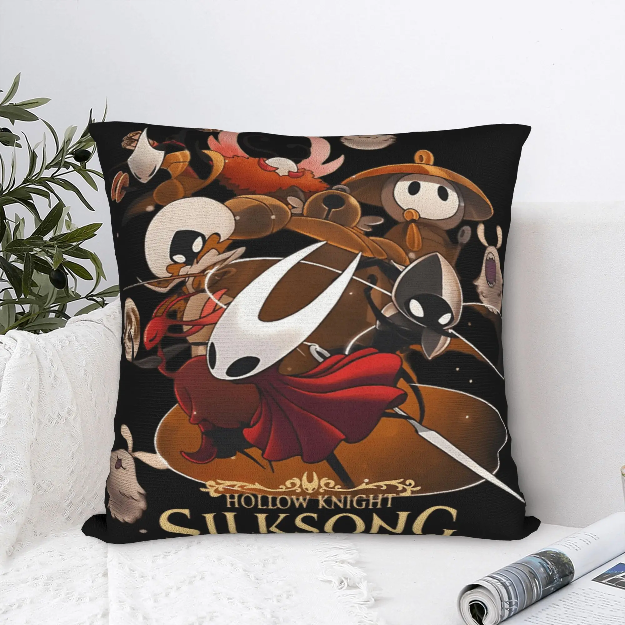 Vintage Gaming Game Character Cartoon Hollow Knight Pillow Case  Print Pillow Cover For Couch Sofa Bedroom Fashion Cushion Cover
