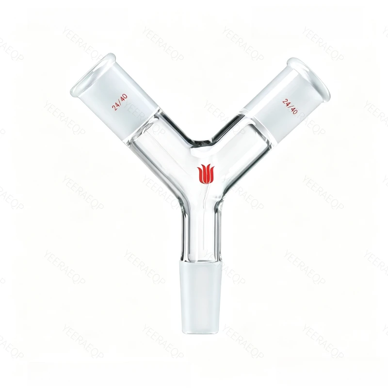 SYNTHWARE Y-shaped glass connecting joint, adapter, connector, used to connect three vessels, borosilicate glass material,A33