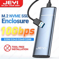 JEYI-Adaptador de carcasa SSD M.2 NVME de aluminio, USB 3,2 Gen 2 (10 gbps) a NVME m-key/(B + M) Key SSD, carcasa externa con embellecedor UASP