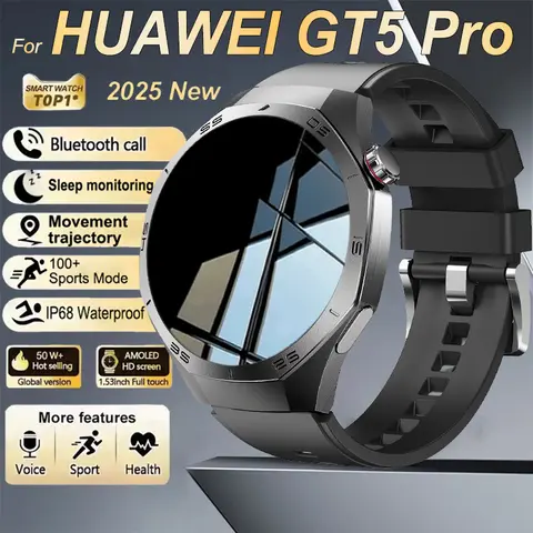 GT 5 Pro Smart Watch Men For Huawei AMOLED Screen GPS Motion Trajectory Heart Rate Bluetooth Call Sports Waterproof Smart Watch
