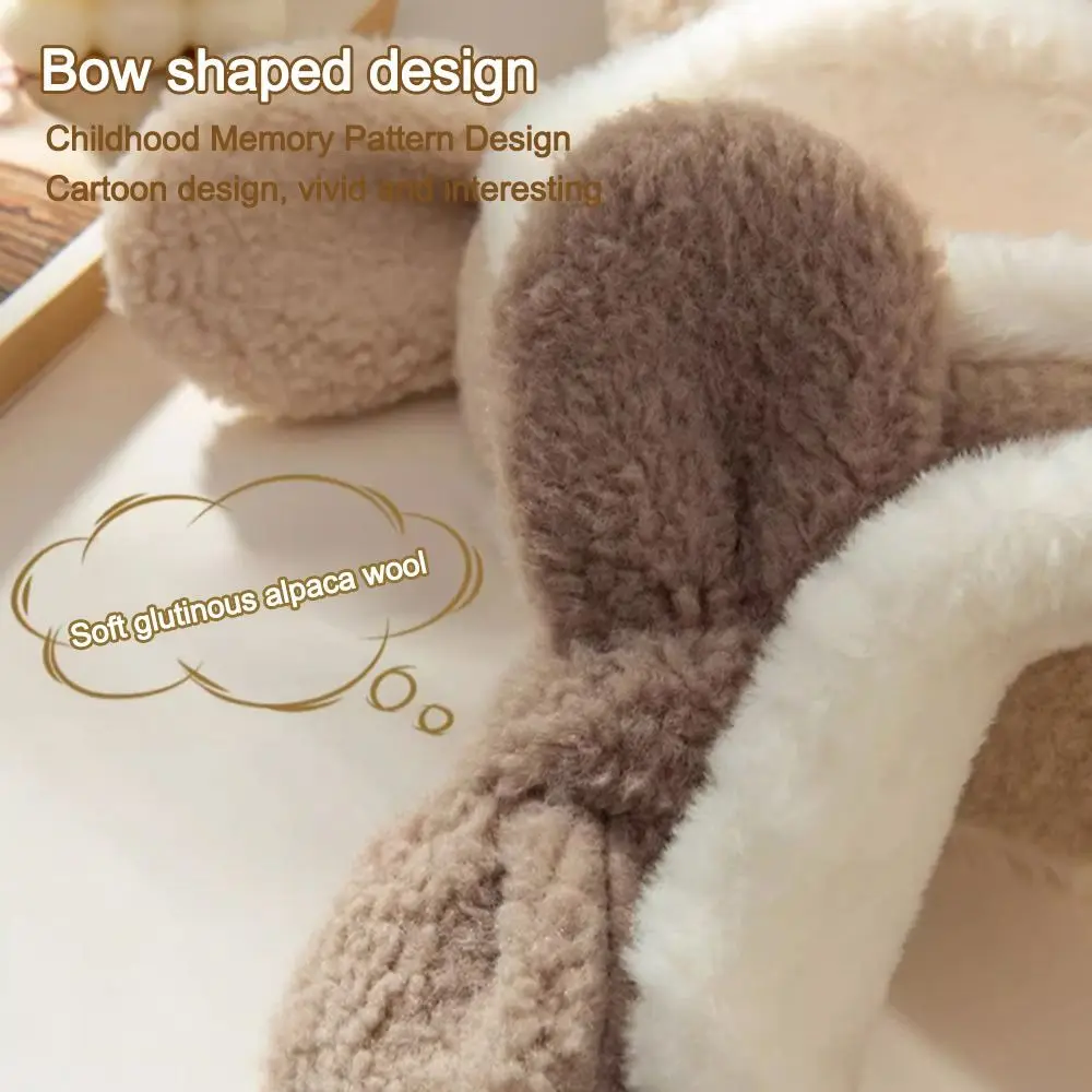 Cute Bowknot Ear Warmer Soft Rabbit Ears Plush Earmuffs Windproof Cold Protection Ear Cover