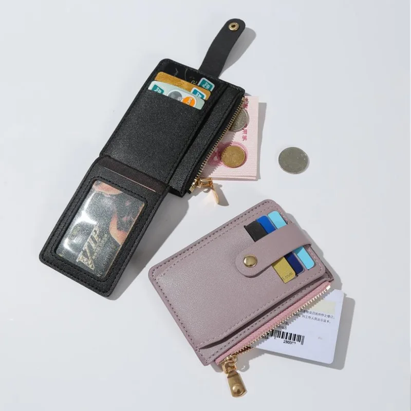 Fashion PU Leather Credit ID Card Holder High Quality Wallet With Coin Pocket Small Money Bag Zipper Coin Purse For Women Men