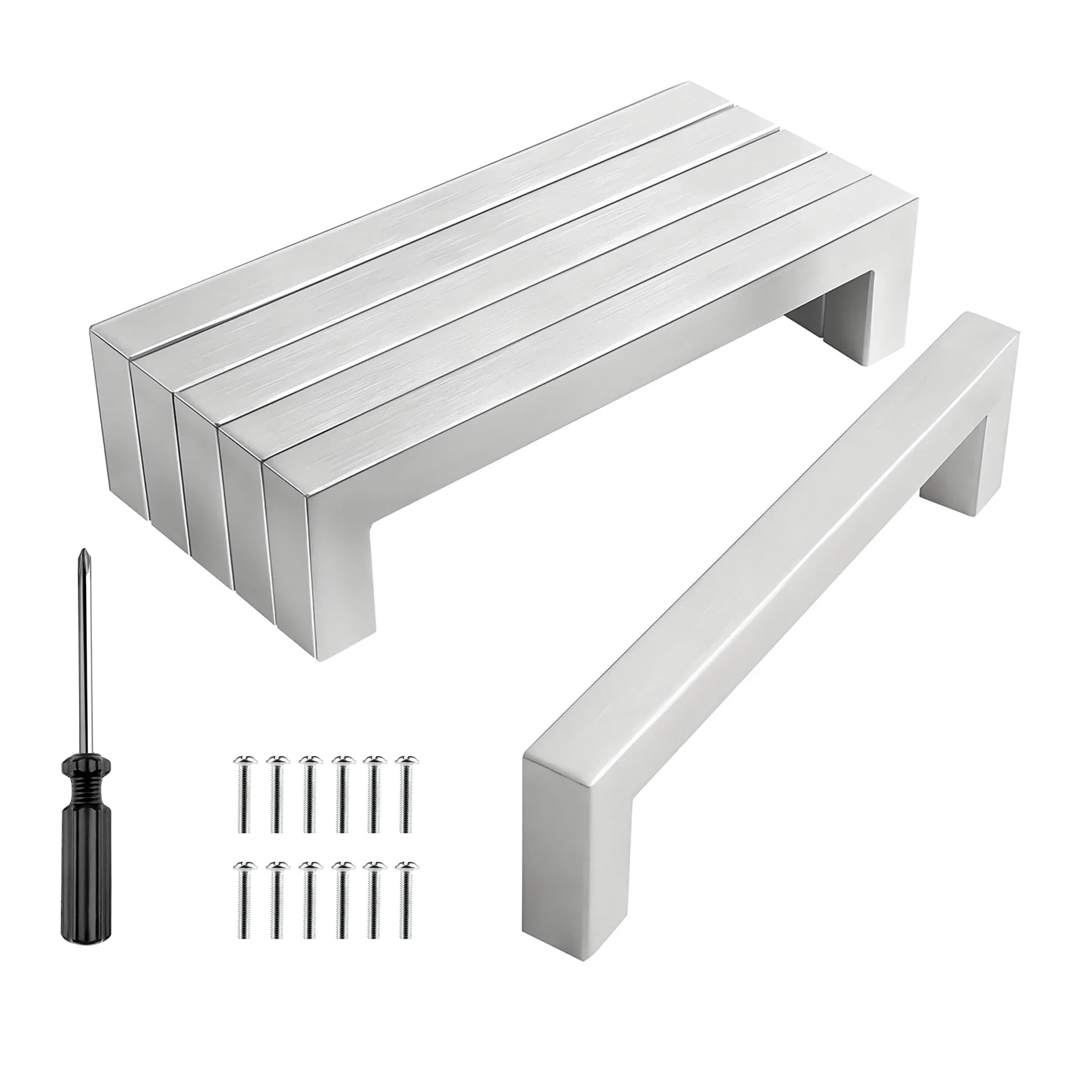 

6pcs Square Furniture Hardware Cabinet Handle Stainless Steel Door Knobs Cupboard Drawer Pulls 64/96/128/160/192/224/256mm