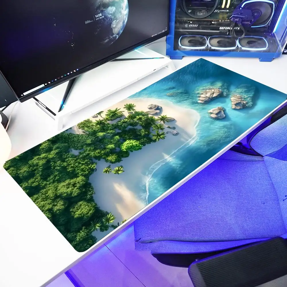 Tropical Island Mouse Pad Mouse Pad Desk Mat gaming mats office mat gamer pc accessories keypad expansion pads rubber anti-slip