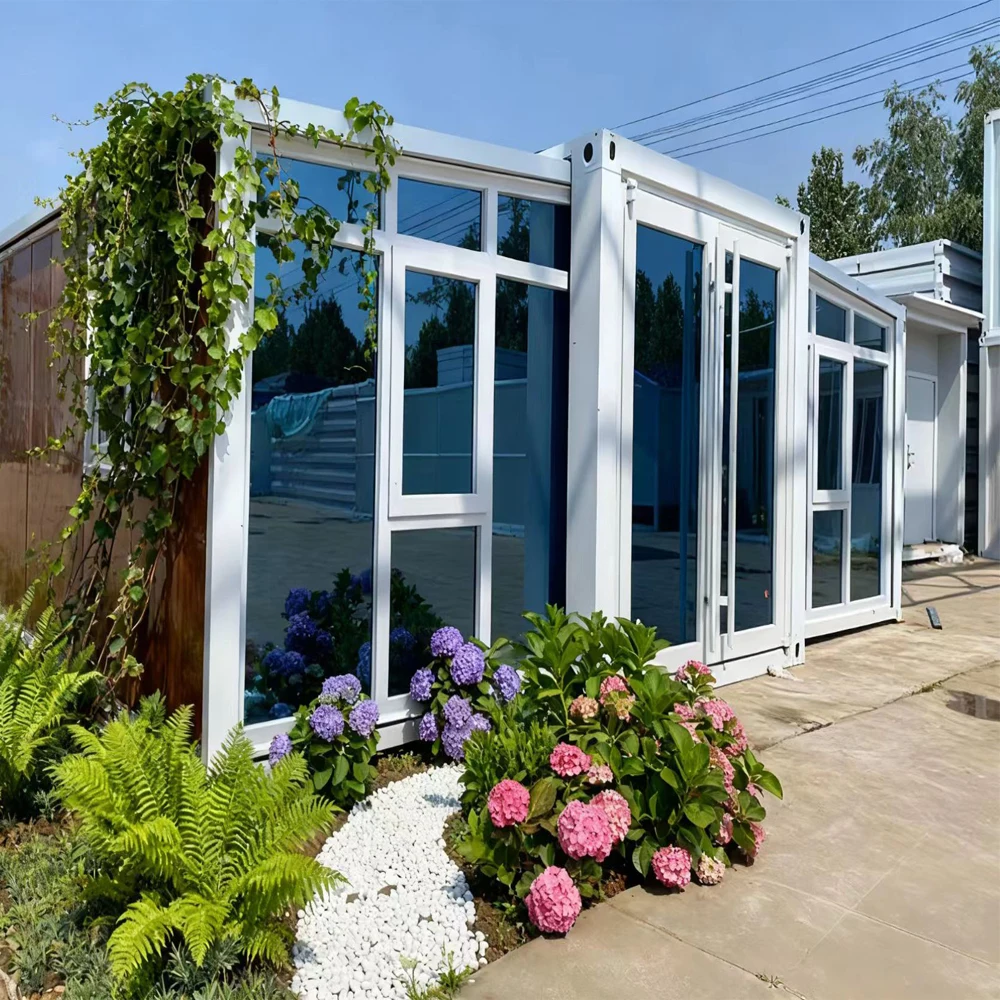منزل حاوية جاهزة قابلة للتوسيع بطول 40 قدمًا، 3 غرف نوم من الفولاذ الخشبي القابل للطي، خطط منزلية للفندق الخارجي، حزمة مسطحة، مستشفى المكتب