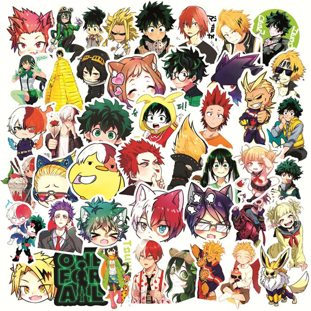 10/30/50pcs Japan Manga My Hero Academy Anime Stickers Decals DIY Notebook Skateboard Phone Fridge Cool Cartoon Sticker Kids Toy