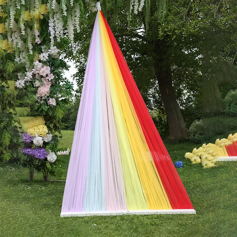 Wedding rainbow ceiling gauze mantle mesh atmosphere decoration outdoor wedding decoration wedding scene stage background