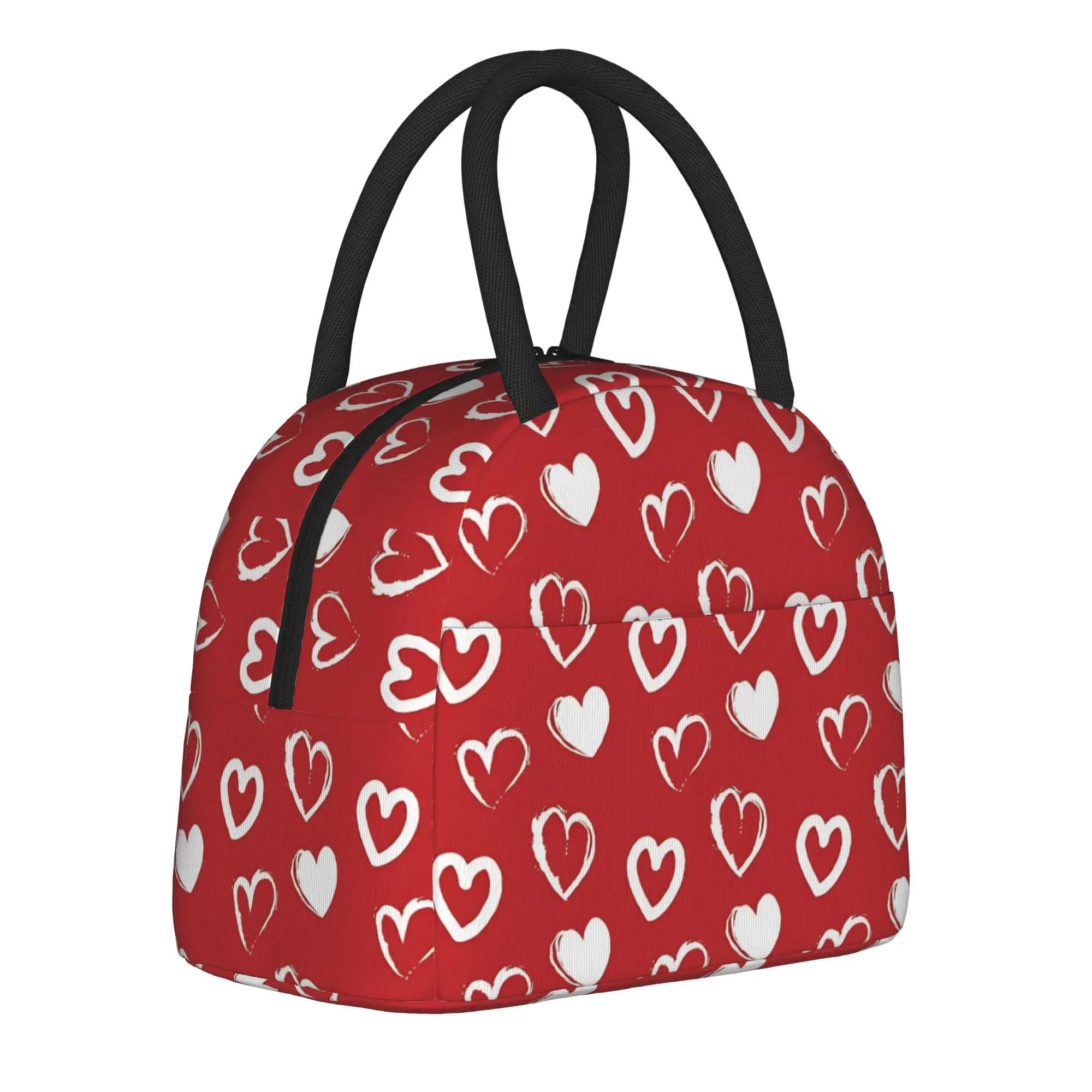 Valentine Hearts Pattern Insulated Lunch Bags High Capacity  Meal Container Cooler Bag Lunch Box Tote Office  Picnic Bento Pouch