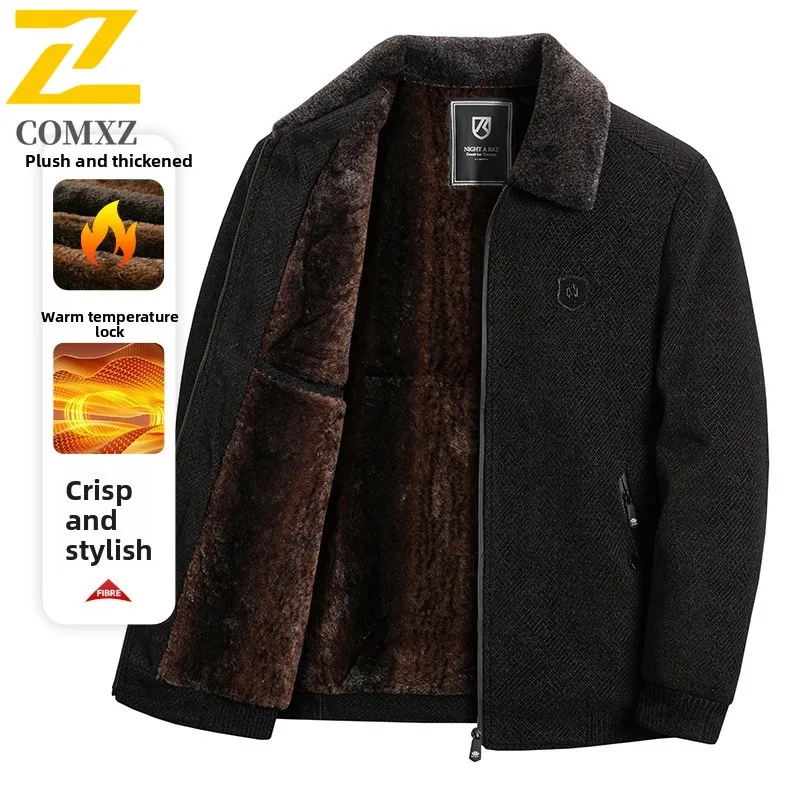 

Men's Jacket 2025 New Style Thick Snow Velvet Cold Protection Warmth Collar Coat Outdoor Casual Winter Clothing Business Jacket