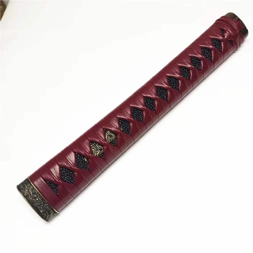 27cm Red leather Tsuka Handle For Japanese Samurai Sword Katana/Wakizashi DIY Fittings