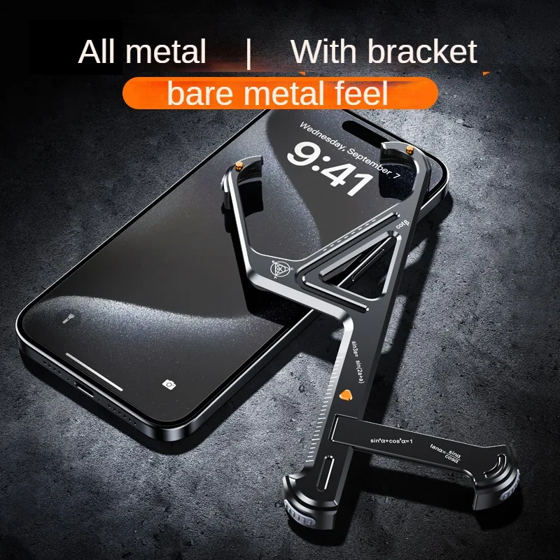 Metal Holder Phone Case For Iphone 13 14 15 Pro Max Invisible Aluminum Stand Phone Cover For IPHON 14 Pro 15 Promax Alloy Bumper