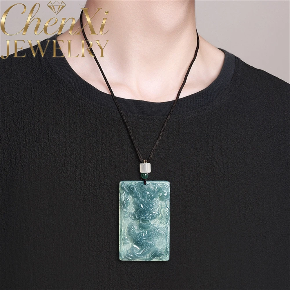 

High-End Natural A-Grade Ice-Grade Jadeite Blue Water Zodiac Dragon Dominant Dragon Talisman Fine Jewelry Fashion Gift Exquisite