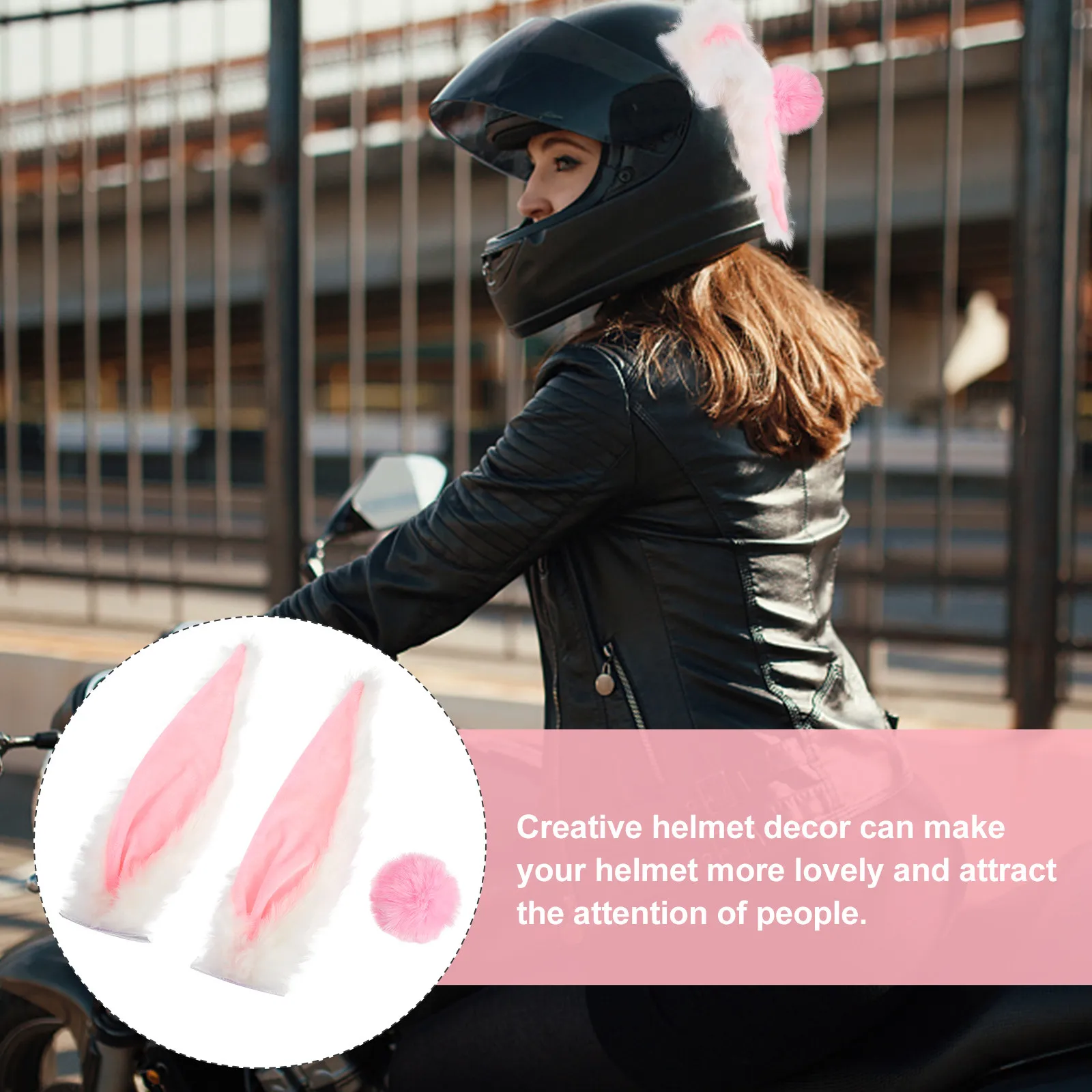 

1Set Motorcycle Accessories Bunny Ears Decoration Personality Style Ornaments for Scooter Bike Electric Vehicle