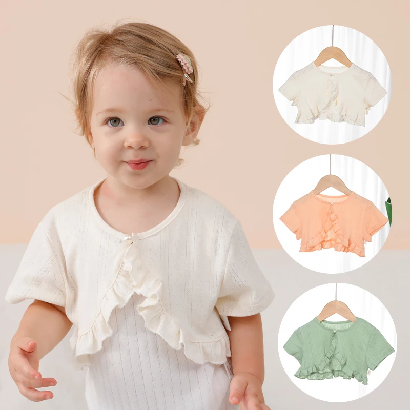 2024 NEW Baby shawl for girls cotton Breathable Kawaii Short sleeve Fashion Baby Clothes for 1-6 Years