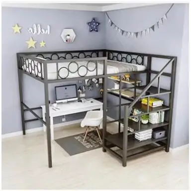 Children\'s small apartment up and down princess bed dormitory multi-functional loft elevated single apartment iron buckle bed