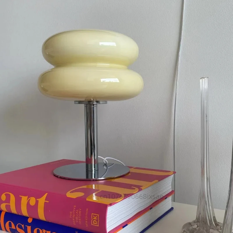 Cake Style Bedside Lamp Glass Bauhaus Minimalist Living Room Bedroom Internet Famous Macaron Atmosphere Bedside Lamp