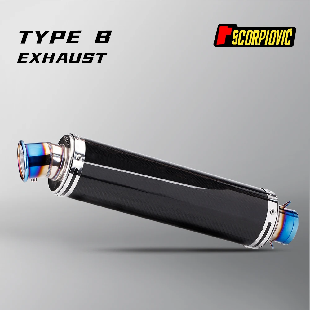 36-51mm STB Universal Motorcycle Exhaust Pipe Muffler carbon fiber Escape Moto for RC390 Z800 GSXR750 TMAX530 XMAX300 250 CBR50