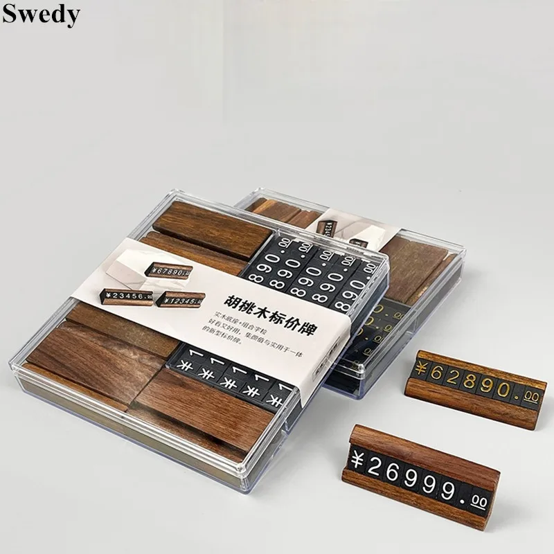 

10 Sets / Box Jewelry Price Cube Tags Small Adjustable Number Digital Wood Price Label Sign Holder Display Stand