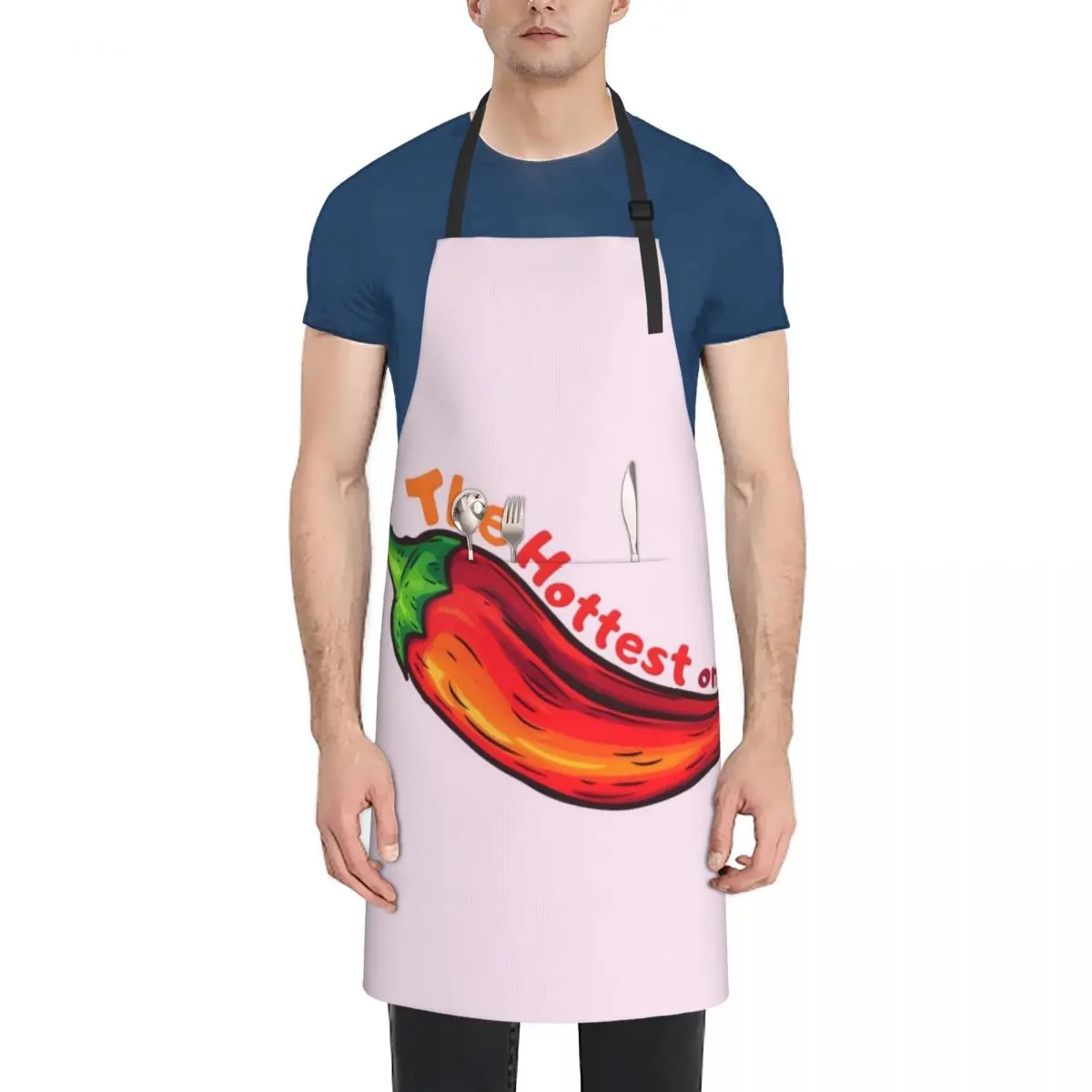 

The Hottest One, hot pepper Apron chef for man Kitchen Front painting Apron