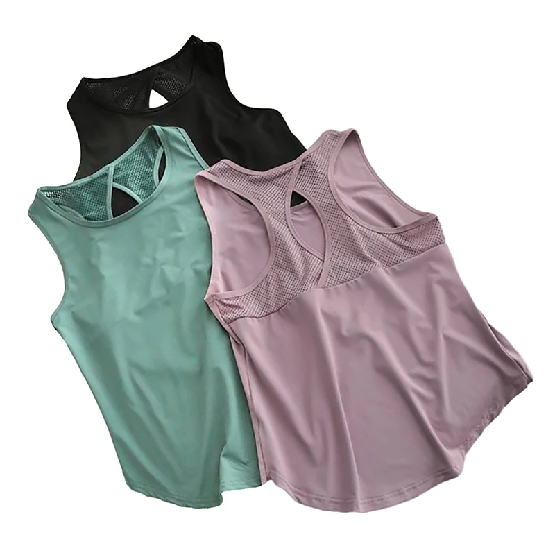 Summer Quick Dry Tank Top Thin Section Mesh Backless Loose Casual Versatile Camisole Yoga Sports T-Shirt Fitness Running Vest