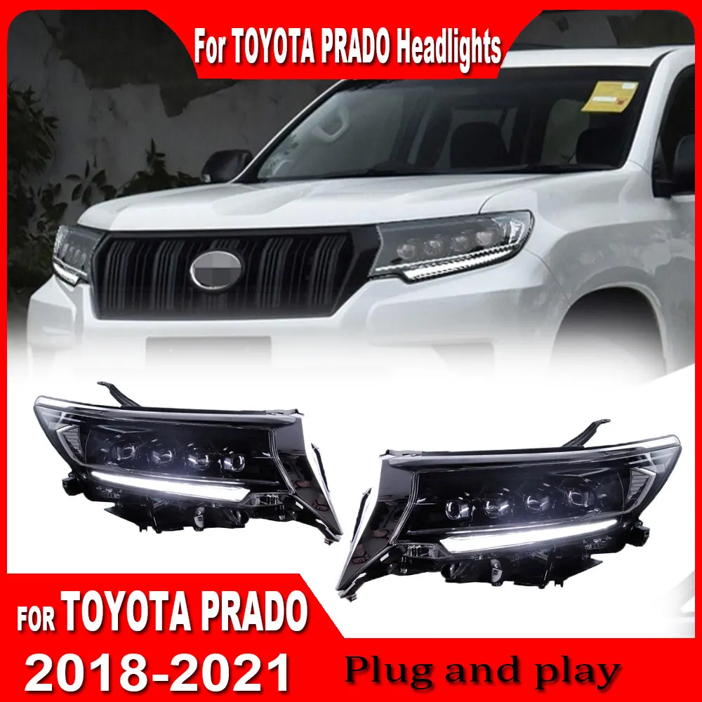 

Для Toyota Prado LC150 2018-2021: Обновленные фары с ДХО, линзами-проекторами и динамическими сигналами поворота, аксессуары для установки