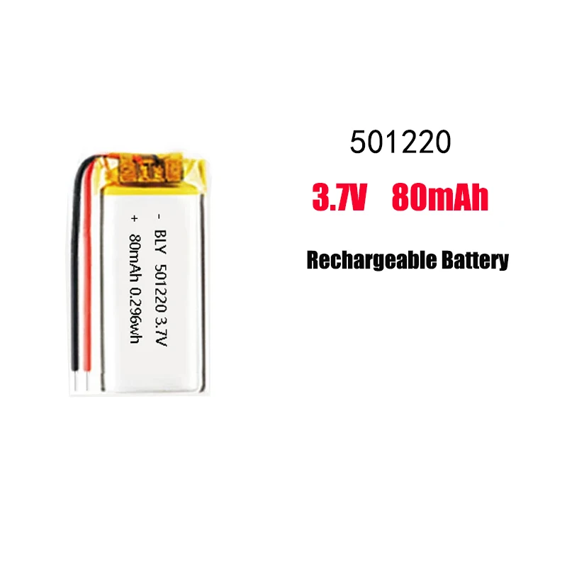 Prawdziwa pojemność 501220   Akumulator litowo-polimerowy 3,7 V 80 mAh do zestawu słuchawkowego Bluetooth, przyrządu kosmetycznego, zegarka, 051220