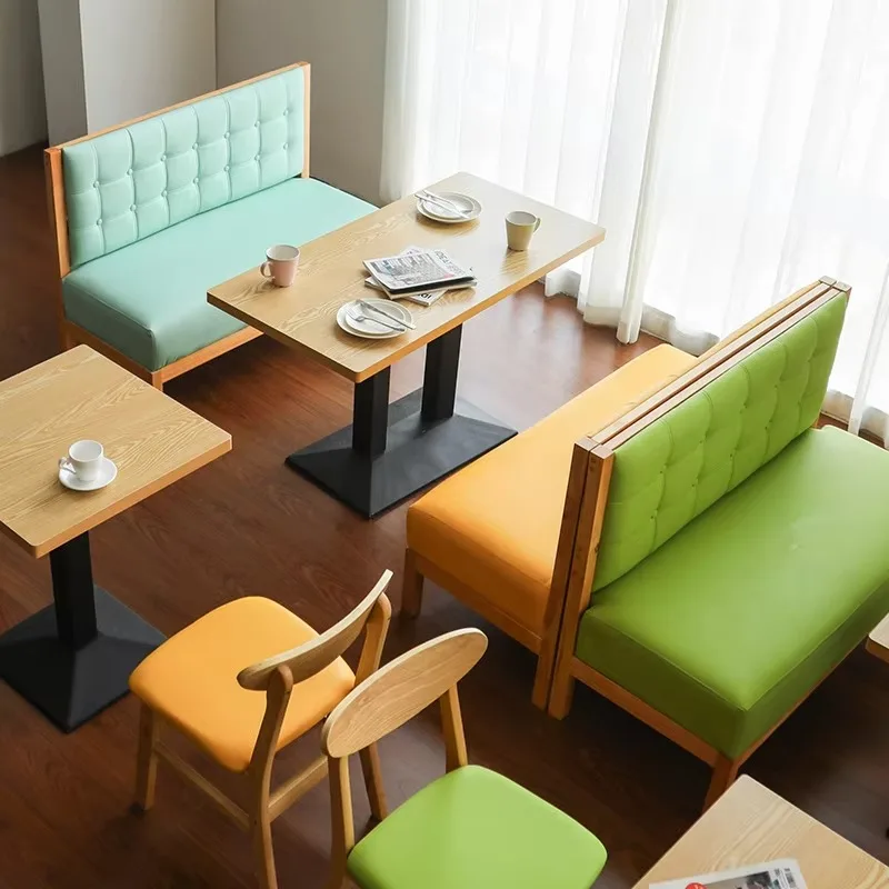Solid Wood Cafe Bar Chair for Hotels for Milk Tea Shops Western Restaurants Clear Card Seat Sofa for Cold Drink Shops Rest Areas