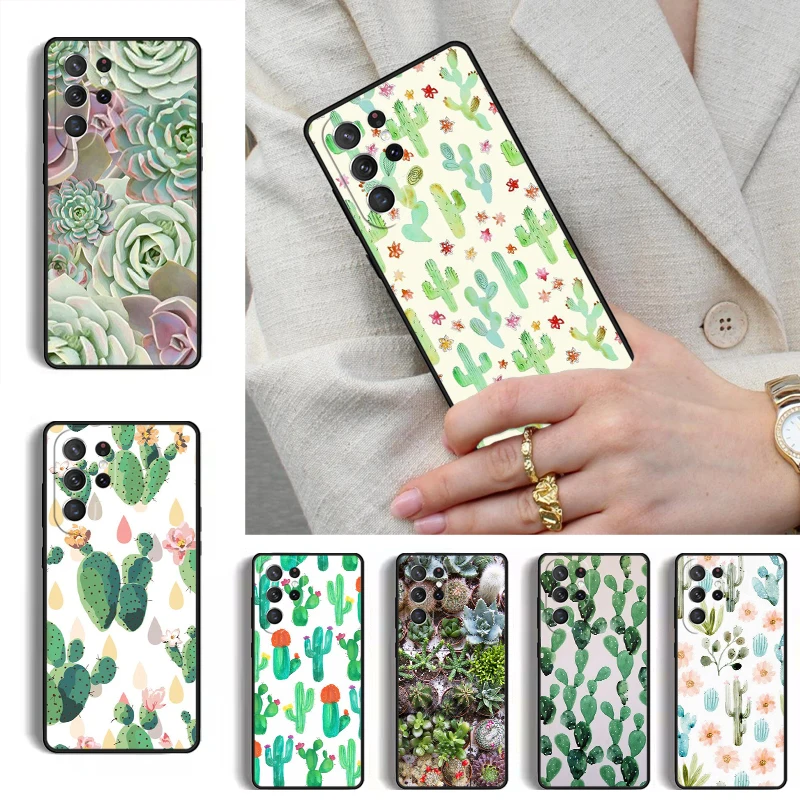 Cactus Watercolor Phone Case for Samsung Galaxy S26 S25 Ultra S24 S23 S22 S21 Plus Note 10 Bumper Cover
