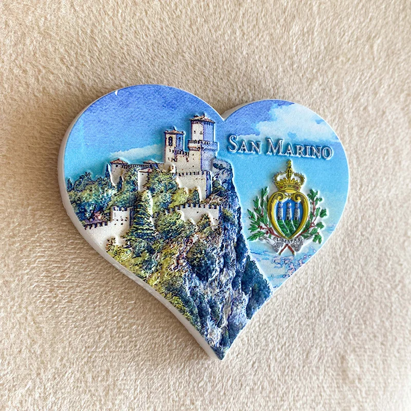 

Italy San Marino tourist souvenir 3D Heart Castle Refrigerator Magnet Home Decoration Gift