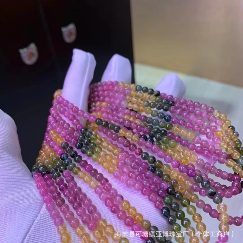 

Factory Wholesale Natural Tourmaline Three Ring Bracelet Crystal Good Bright Color Beautiful Sweater Chain