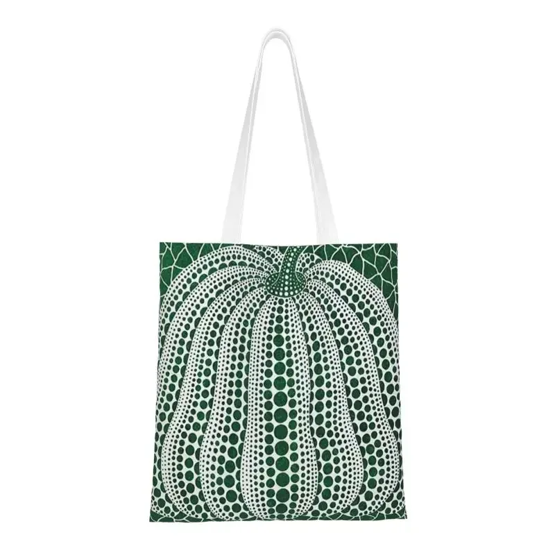 Pink Polka Dot Yayoi Kusama Abstract Art Pumpkin Polka Grocery Shopping Bag Cute Print Canvas Shopper Shoulder Tote Bags Handbag