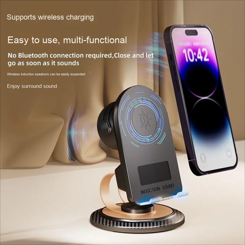 

3-in-1 Multifunctional for Bluetooth Speaker RGB LED Wireless Charging Phone Stand Durable Plastic Fast Charging Parties