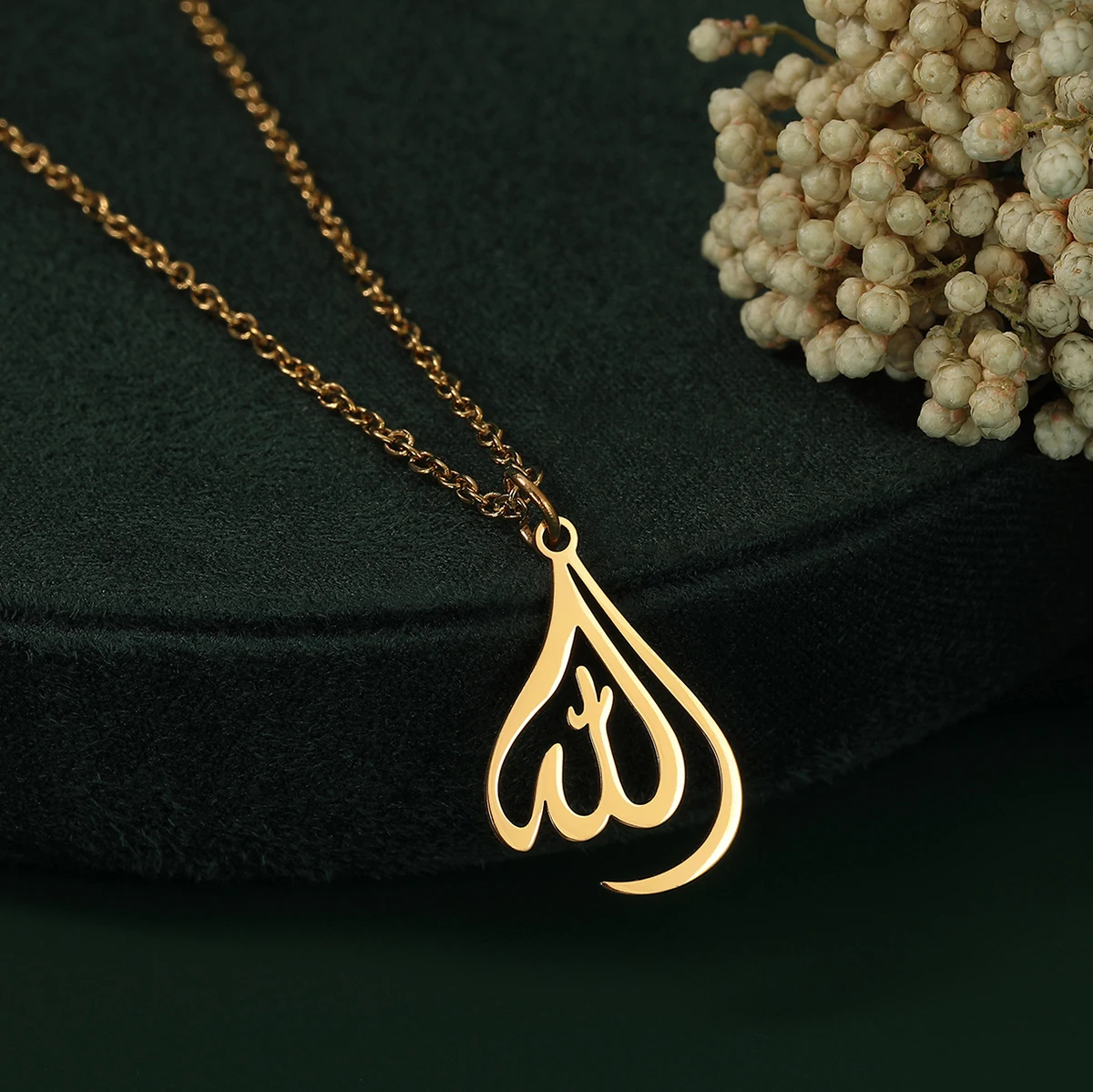 Classic Arabic God Allah Pendant Necklaces Gold Color Stainless Steel Women Men Islamic Muslim Chain Necklace Jewelry