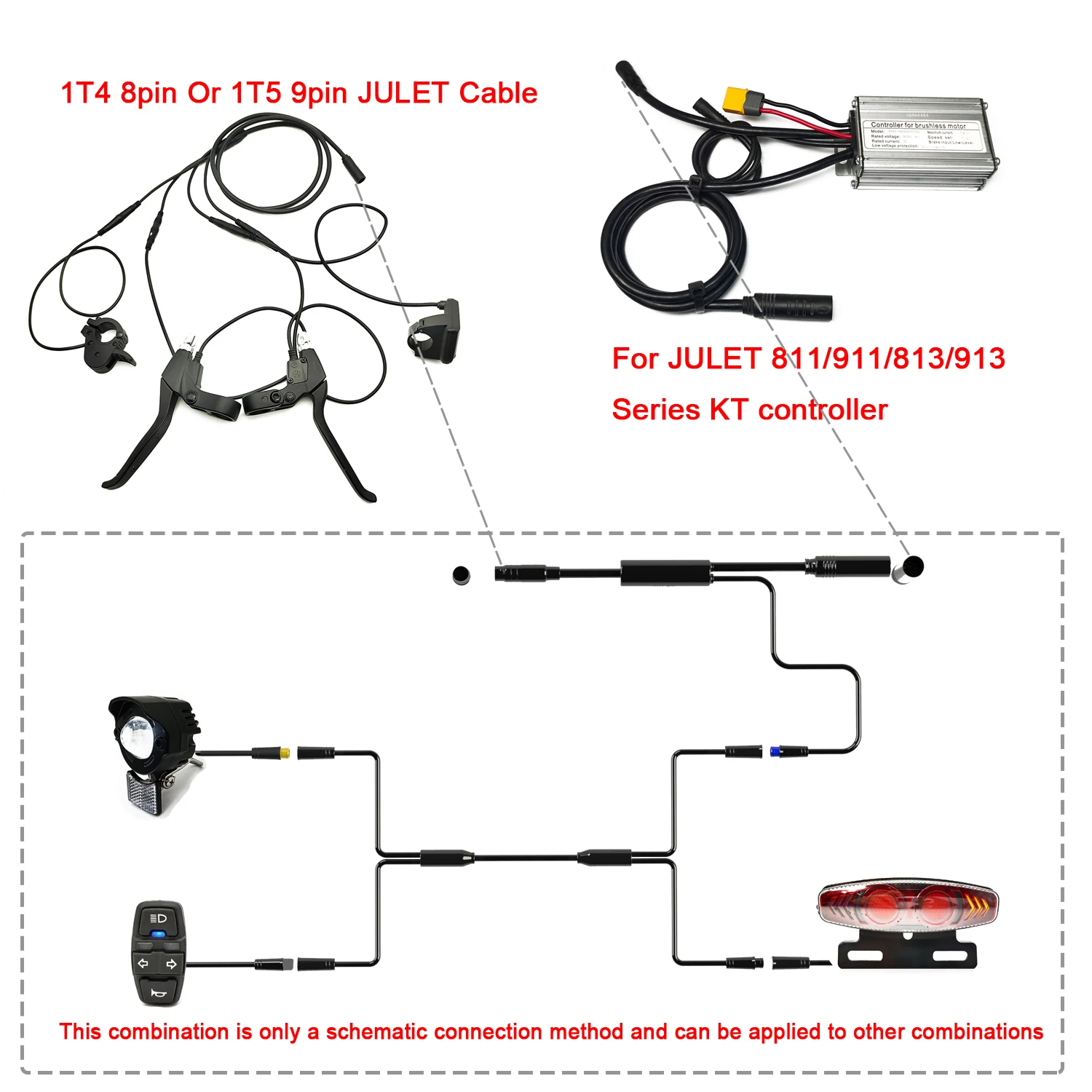 Ebke-電動自転車用ライトキット,24V,36V,48V,60V,変換可能なブレーキライト