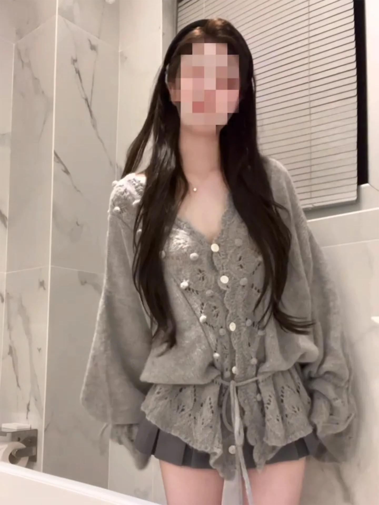 ay الجوف خارج طويل Sve V-Ne سترة المرأة الحلو لطيف عقدة Faionable محبوك irt الخريف الكورية Sle #2