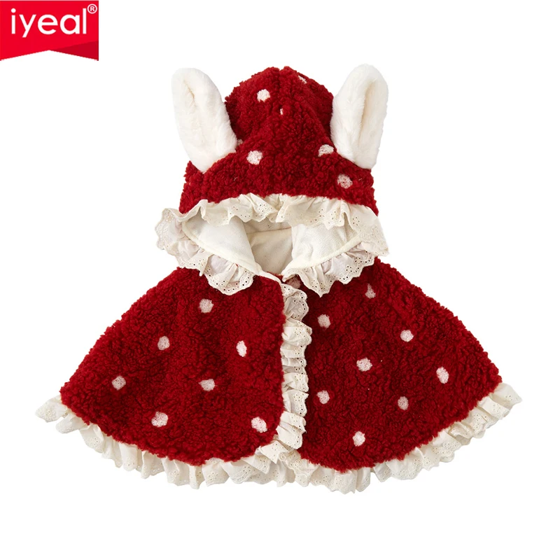 IYEAL Winter Newborn Baby Girl New Year's Christmas Cloak Going Out Windproof Princess with Velvet Shawl Baby Coat Clothes