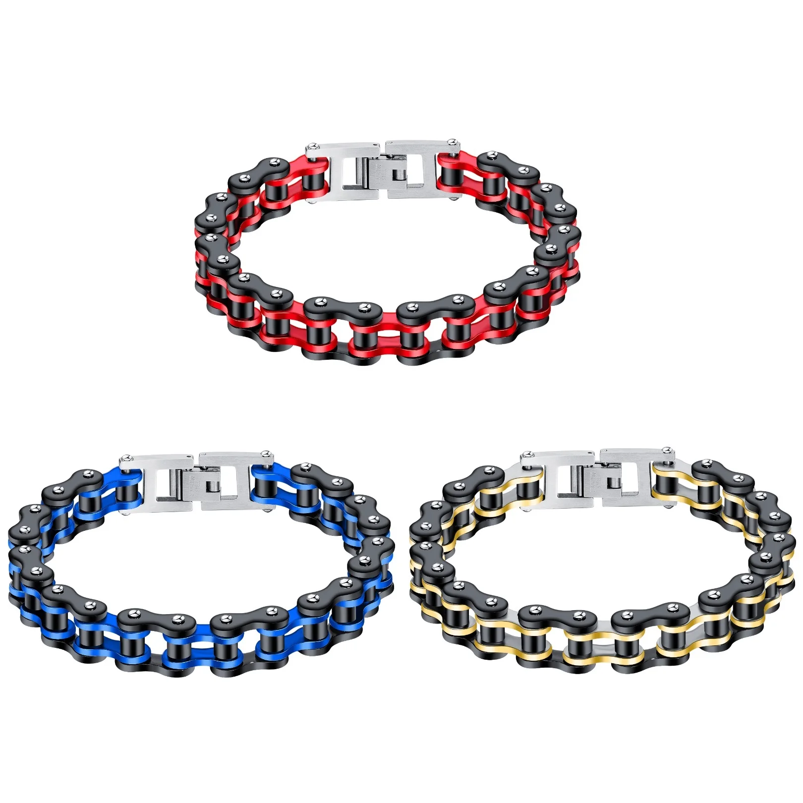 

Punk Stainless Steel Bracelet Mens Biker Bicycle Motorcycle Link Chain Bangle Fashion Male Jewelry Gift