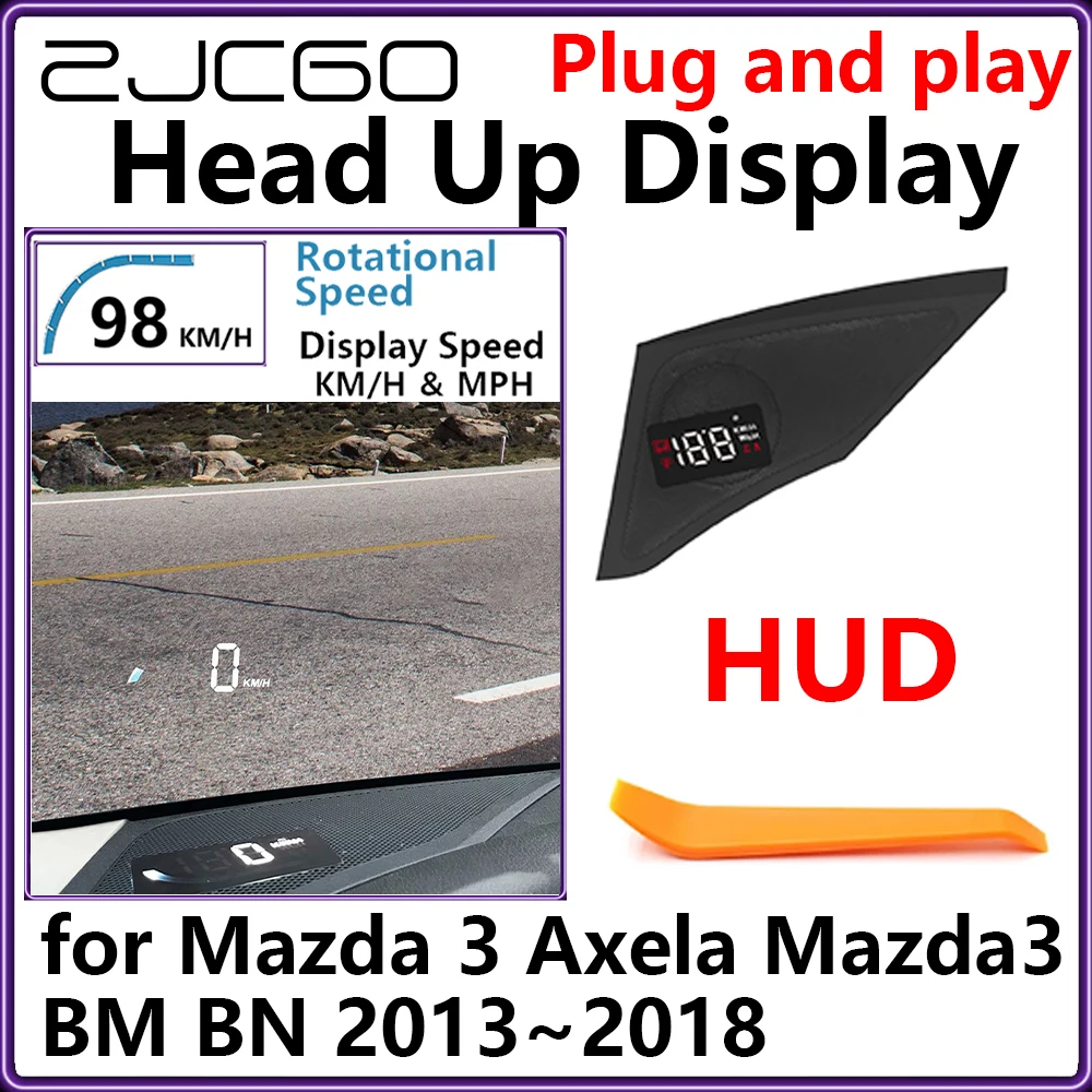 

ZJCGO Hidden HUD Head Up Display Car Projector Plug and Play Display Rotational Speed for Mazda 3 Axela Mazda3 BM BN 2013~2018