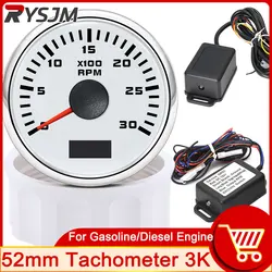 52mm Car Meter Tachometer Tach RPM Signal Adapter RPM Gauge 0-3000RPM With Red LED For 1-8 Cylinders Gasoline Diesel Car